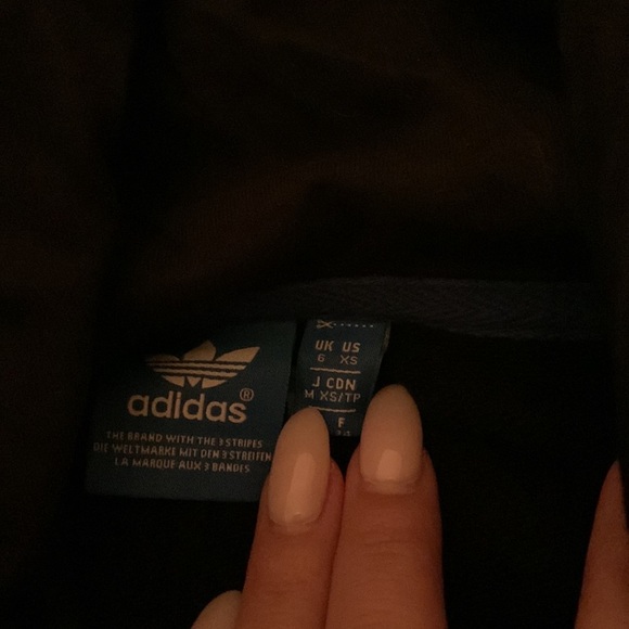 Adidas Cropped Hoodie Sweatshirt Short Sleeve - Picture 3 of 4